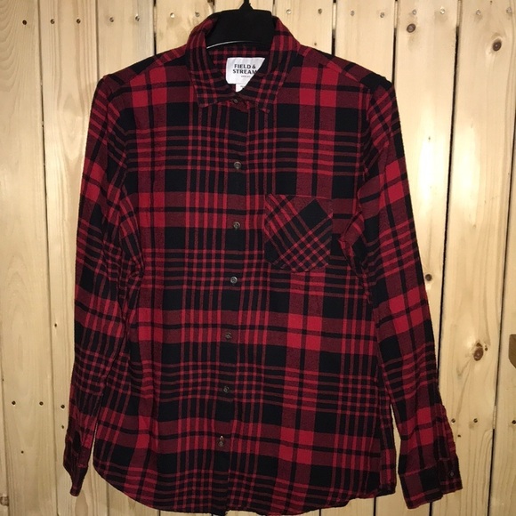 Field & Stream Tops - Field & Stream Red Black Plaid Shirt M